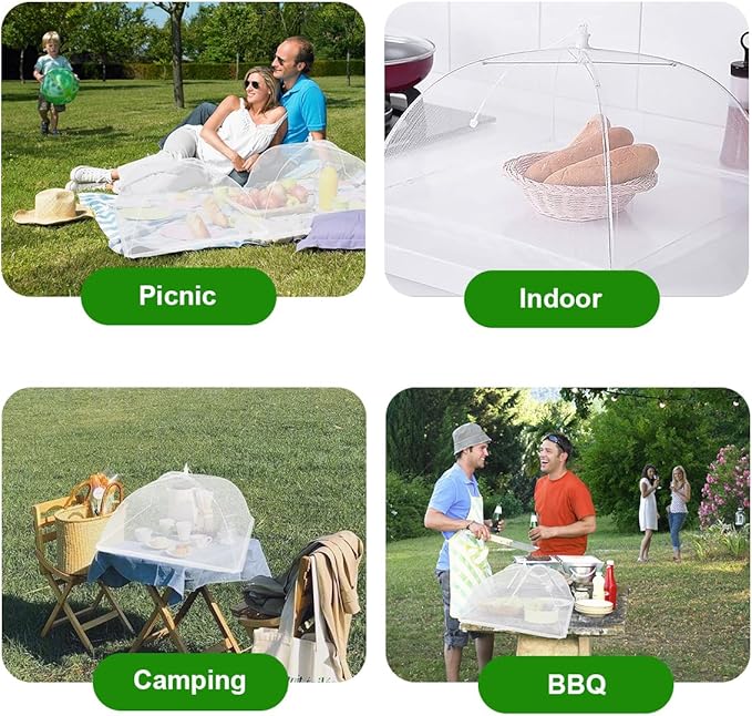 (6 Pack) Pop-Up Outside Picnic Mesh Food Covers Tent Umbrella for Outdoors and Camping Food Net Cover Keep Out Flies Mosquitoes Ideal for Parties BBQ, Reusable and Collapsible 17 x 17inches - Image 3
