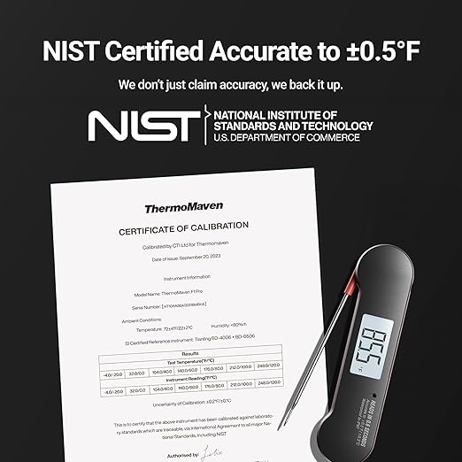 ThermoMaven Professional Meat Thermometer Digital, 0.6 Sec Instant Read, ±0.5℉ NIST Certified Accuracy, IP67 Waterproof, Bright Backlit, Temperature Indicator for Grill, BBQ, Smoker - Image 3