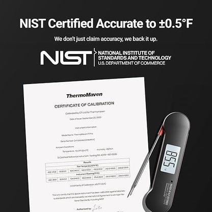 ThermoMaven Professional Meat Thermometer Digital, 0.6 Sec Instant Read, ±0.5℉ NIST Certified Accuracy, IP67 Waterproof, Bright Backlit, Temperature Indicator for Grill, BBQ, Smoker - Image 3