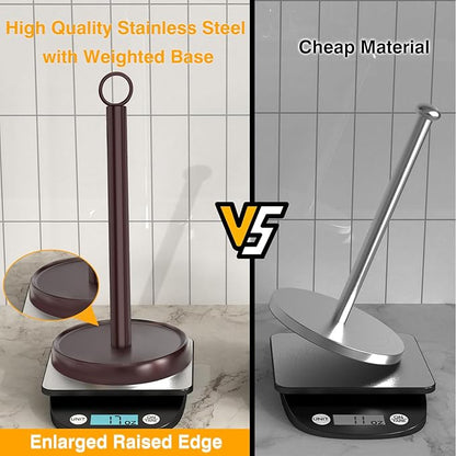 Oil Rubbed Bronze Paper Towel Holder Countertop, Oil Rubbed Bronze Kitchen Accessories Decor, Stainless Steel, Weighted Base, Paper Towel Stand for Bathroom Farmhouse Essentials - Image 3