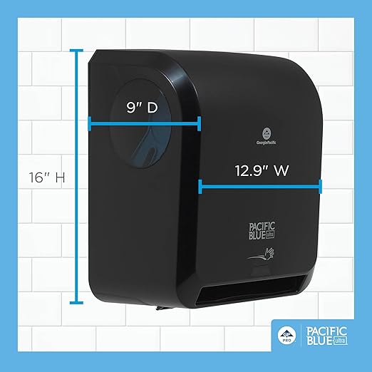 Pacific Blue Ultra 8" High-Capacity Automated Touchless Paper Towel Dispenser by GP PRO (Georgia-Pacific); Black; 59590; 12.9" W x 9" D x 16" H; 1 Dispenser - Image 6