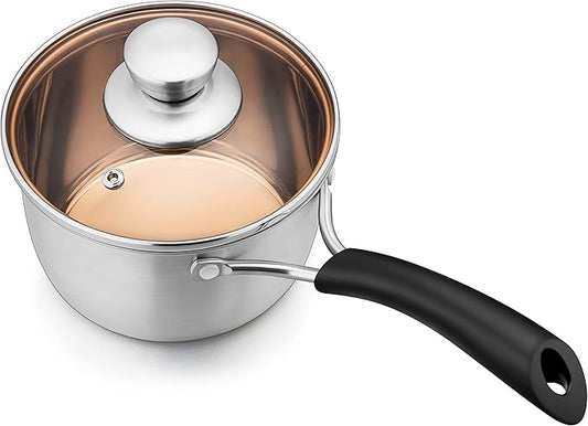 Herogo 2Qt Saucepan with Lid, 18/10 Stainless Steel Sauce Pan Pot, 2 Quart Saucepan for Gas Electric Stove Top Camping, Rust Free & Dishwasher Safe by Herogo