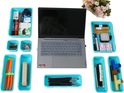 Kutesna 15 PCS Interlocking Desk Drawer Organizer Separator for Office,Bathroom,Kitchen,Makeup（Blue&Green） - Image 7