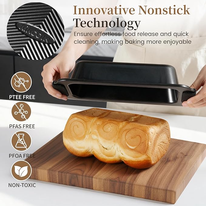 Kikcoin 25 PCS Stackable Baking Pans Set, Non-stick Bakeware Sets with Silicone Handles, 450°F Oven Safe Cookie Sheets for Baking, Easy Release Heavy-duty Baking Sheets Non Stick, Black - Image 4