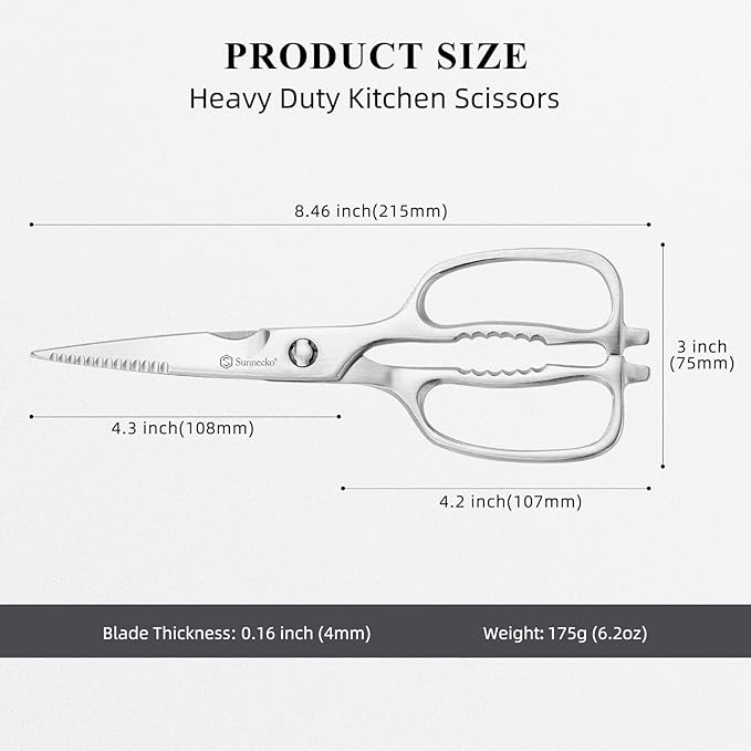 Sunnecko Kitchen Scissors for Food, Heavy Duty Scissors All Purpose Kitchen Shears That Come Apart, 8.5 Inch Fully Forged Stainless Steel - Image 4