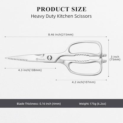 Sunnecko Kitchen Scissors for Food, Heavy Duty Scissors All Purpose Kitchen Shears That Come Apart, 8.5 Inch Fully Forged Stainless Steel - Image 4