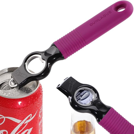 2-Pack Magnetic Beer Bottle Opener & Soda Can Opener, 2-in-1 Bottle Opener and Can Tab Opener Tool for Bartender, Long Nails, Arthritis, Seniors, Silicone Handle with Build in Magnet - Rosy by DUNLAGUE