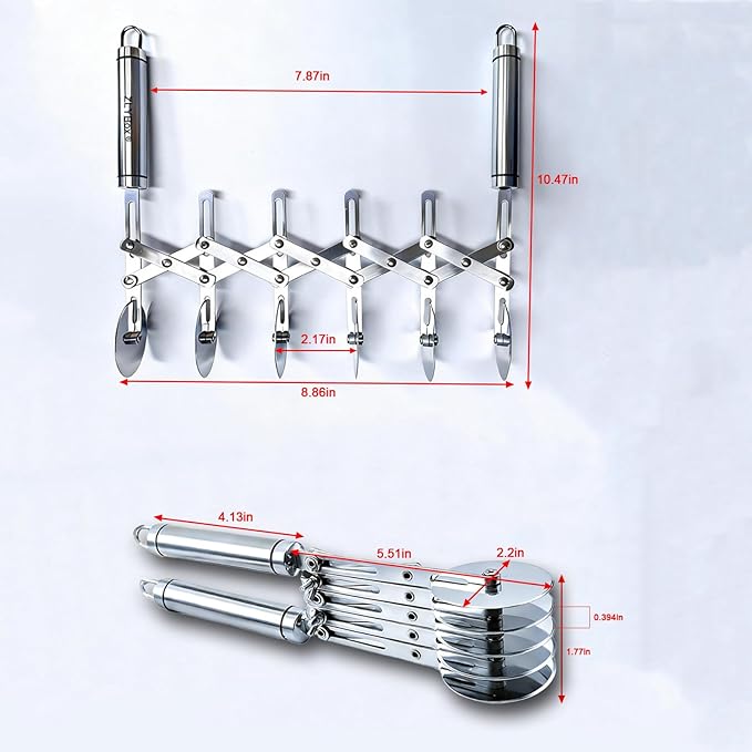 5-Wheel Pastry Cutter & Dough Divider - Adjustable Heavy Duty Stainless Steel Tool for Cinnamon Rolls, Brownies, Lattice, Pasta, Pizza | Achieve Perfect, Even Cuts Every Time - Image 7
