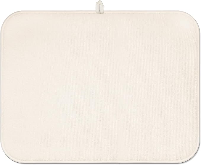 Dish Drying Mat Drainer Pads - Extra Large Microfiber Drying Mats for Dishes Kitchen Counter Super Absorbent Pads for Draining Racks (Light yellow,16"x18" )