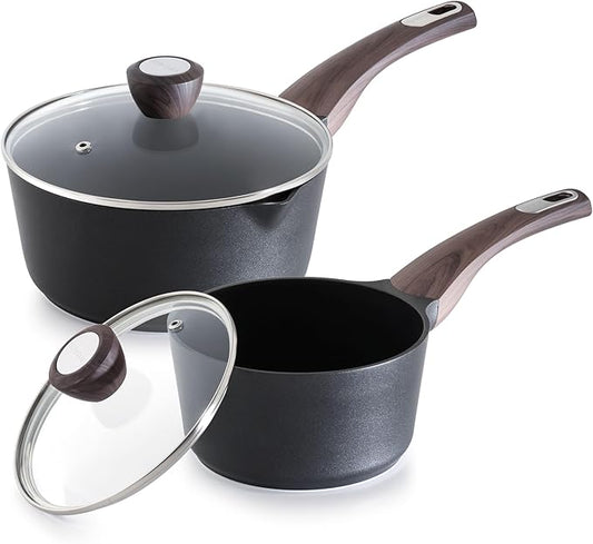 SENSARTE 1.5 & 2.5 Quart Sauce Pan Sets with Lid, Cooking Pots Set, Nonstick Saucepan Set with Pour Spout, Small Kitchen Pot, Non toxic Saucepot, Induction Comptable, Easy to Clean, PFOA Free by SENSARTE