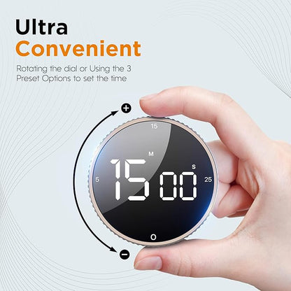 Upgrade Digital Kitchen Timer - Magnetic Countdown Countup Visual Pomodoro Timer with Large LED Display, 3-Preset Times (5, 15, 25), 3 Volume Levels, Ideal for Cooking, Baking and Fitness (2, Tarnish) - Image 3
