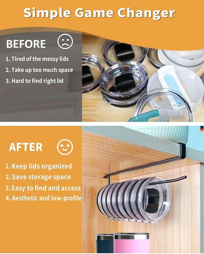 Tumbler Lid Organizer, Space-Saving Yeti Lid Organizer Inside Cabinet, Fit Various Water Bottle Lids, Kitchen Cabinet Corner Organization and Storage, Yeti Tumbler Accessories 2Pack - Image 8