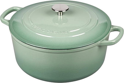 EDGING CASTING Enameled Cast Iron Dutch Oven Pot With Lid, 5.5 Quart, for Bread Baking, Cooking, Sage Green - Image 4