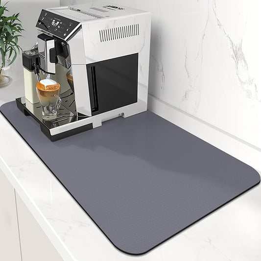 WISELIFE Coffee Mat Super Absorbent Dish Drying Mat - Large Drying Mats for Kitchen Counter 16" W x 24" L, Grey by WiseLife
