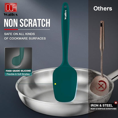 Walfos Silicone Spatula Set of 5 - (600°F) High Heat Resistant Dark Green Kitchen Scraper Spatulas, One-Pieces Seamless Design, Perfect for Cooking Mixing & Baking - BPA Free and Dishwasher Safe - Image 5