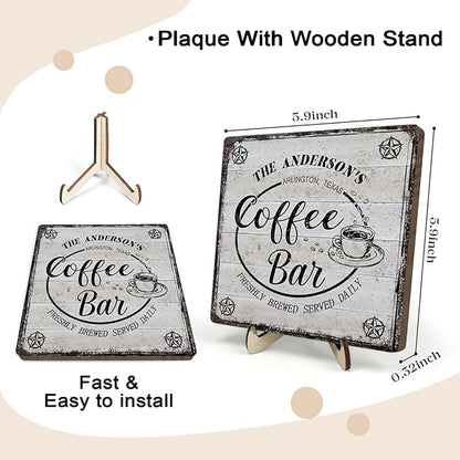 Vintage Coffee Bar Decor Sign,Rustic Wooden Plaque for Java Station, Kitchen,Cafe or Tea Corner, Funny Jave Gift for Coffee Lovers 5.9x5.9inches - Image 2