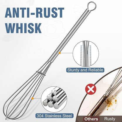 Walfos Mini Whisk,304 Anti-Rust Small whisk,Sturdy Stainless Steel Wire Tiny Whisks 6+7+8in,Ideal for mixing individual eggs, jams, spices and other small portion ingredients.(3pcs） - Image 2