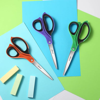 LIVINGO 3 Pack Sharp Scissors, 8.5 inch Comfort Grip Scissors All Purpose for Office, Stainless Steel Shears for Home Heavy Duty Cutting Fabric Sewing, Paper, School Crafting DIY - Image 6