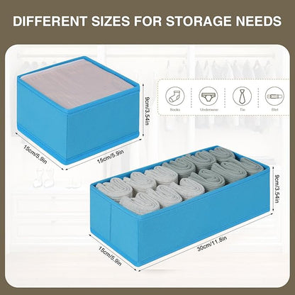 DIMJ Drawer Organizers - Set of 4 Fabric Closet Organizers and Storage, Drawer Dividers for Baby Clothes, Socks, Belt, Tie (Blue) - Image 5