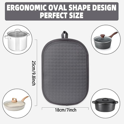 Hovico 2PCS Silicone Pot Holders, Oven Mitts Heat Resistant Hot Pads with Pockets, Non Slip Pot Holder for Kitchen Baking and Cooking| 9.8 x 7 Inches | Towel Cloth Interior Lining - Gray - Image 2