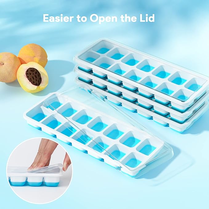 Ice Cube Trays 4 Pack, Airabc Silicone Ice Cube Trays with Removable Lid, Easy-Release Flexible 14-cube Ice Trays, LFGB Certified and BPA Free, Stackable Ice Trays with Covers for Cocktail, Freezer - Image 7