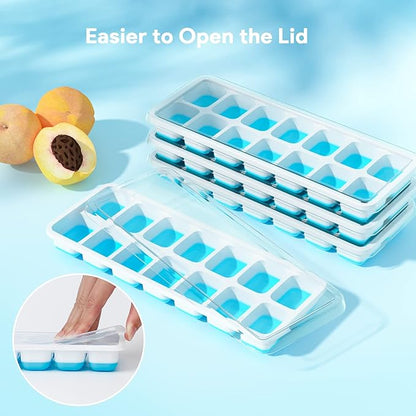 Ice Cube Trays 4 Pack, Airabc Silicone Ice Cube Trays with Removable Lid, Easy-Release Flexible 14-cube Ice Trays, LFGB Certified and BPA Free, Stackable Ice Trays with Covers for Cocktail, Freezer - Image 7