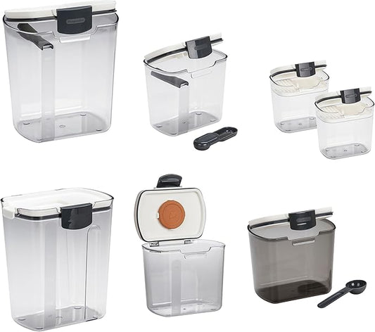 Progressive ProKeeper Baker's Airtight Kitchen Storage Canister Container Set for Flour, Sugar & More, Keeps Ingredients Fresh, with Accessories (Multicolor, 7- Piece) by ProgressiveInternational