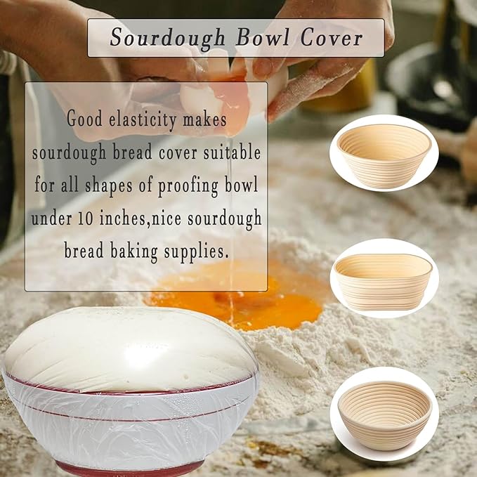 STAYWILD 200pcs Elastic Bowl/Basket Covers for Proofing,Shower Caps for Sourdough Bread Baking Supplies,Plastic Wrap for Food Fruit Vegetable - Image 6