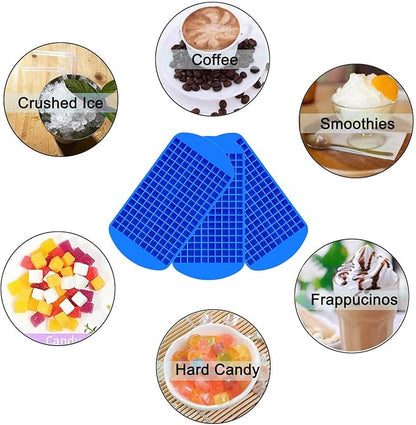 Silicone Mini Ice Cube Tray, 160 Crushed Ice Cube Molds Easy Release Small Ice Cube for Chilling Whiskey Cocktail, Kitchen Gadgets Stackable Ice Trays (Blue) - Image 5