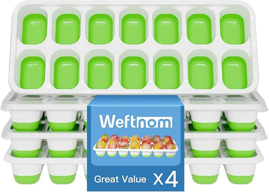 Ice Cube Tray, Ice Cube Trays for Freezer 4 Pack with Lids, Ice Tray Easy-Release, Ice Trays for Freezer Stackable, Silicone Ice Cube Tray for Drinks, Coffee - BPA-Free and Odor-Free（56 Cubes） by WEFTNOM