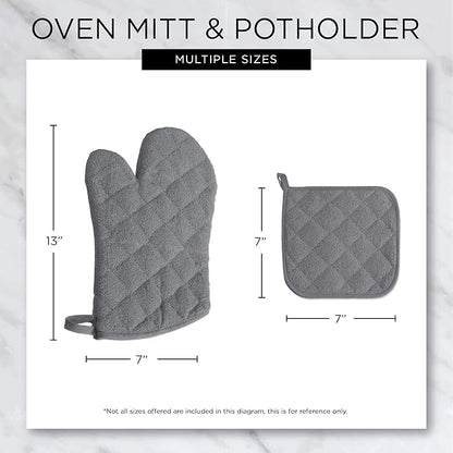 DII Basic Terry Collection 100% Cotton Quilted, Oven Mitt, Antique Green, 2 Piece