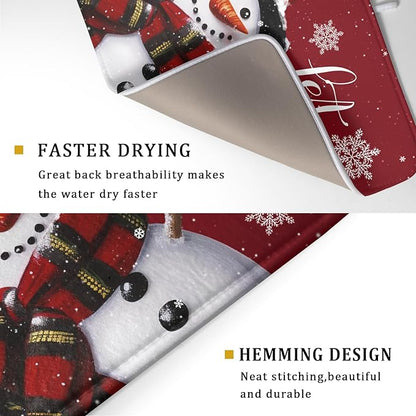 Christmas Dish Drying Mat for Kitchen Counter Snowman Let It Snow Microfiber Absorbent Dish Draining Reusable Washable Foldable Extra Large 18"x24" - Image 3