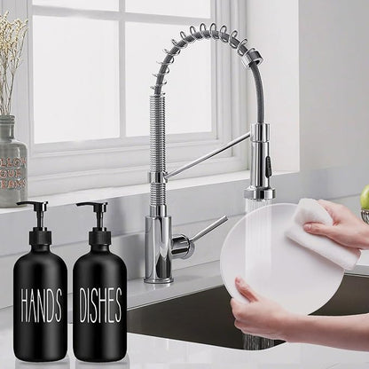 COHOSEGE Glass Soap Dispenser Set 2 Pack,Contains Hand and Dish Soap Dispenser.Premium 16 Oz Black Kitchen Soap Dispenser Set for Kitchen Sink and Farmhouse Decor - Image 5