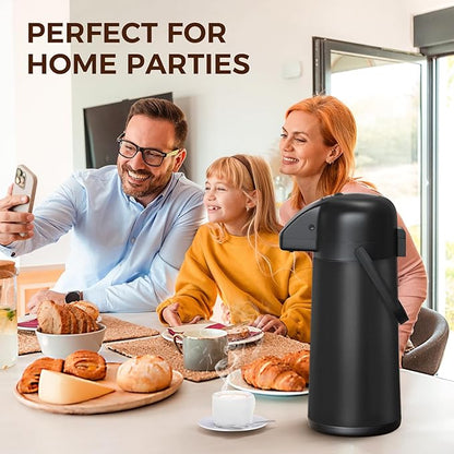 Coffee Carafe for Keeping Hot - Gezoss 102OZ / 3L Airpot Coffee Dispenser with Pump - Large Coffee Carafe for Hot Drinks Tea Liquid - Insulated Stainless Steel Hot Water Beverage for Parties,Black - Image 6