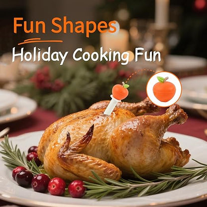 CloudHand Meat Turkey Pop Up Timer & Flavor Injector Set, Turkey Thermometer Disposable Chicken Beef Cooking Meat Thermometers & Timers, Pops at 175°F–180°F Pack of 6