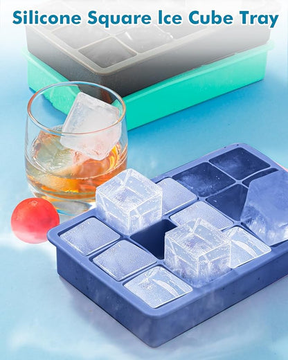 Silicone Ice Cube Trays for Freezer Set of 2, Square Ice Cubes Mold, Easy Release Silicone Old Fashioned Ice Cube Tray, Mini Fridge Rubber Ice Cube Tray for Whiskey Cocktail Coffee Soup - Image 6