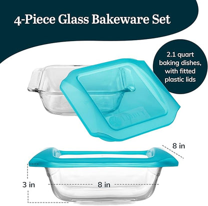 Libbey Baker’s Premium 2 Piece Glass Baking Dish Set, Stackable Casserole Dish with Lid Set, Baking Glassware for Casseroles, Lasagna, Brownies - Image 3