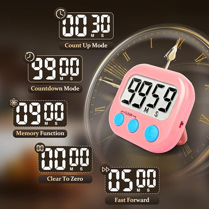 12 Pack Digital Kitchen Timer Small Classroom Timers for Kids Teachers (Blue&Pink) - Image 7