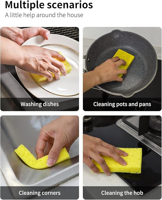 Cellulose Sponges,Heavy Duty Scrub Kitchen Sponge,Clean Tough Messes Without Scratching Sponges Kitchen,Pop Up Eco Sponges DIY Pink (6 Pack) - Image 7
