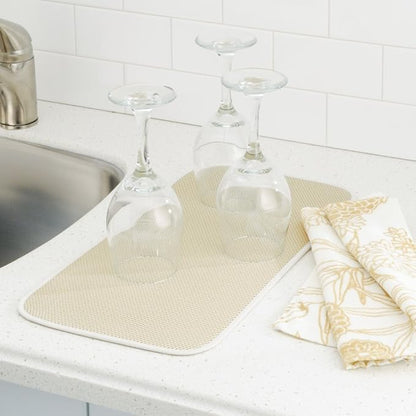 iDesign iDry Mini Absorbent Kitchen Countertop Dish Drying Mat - Wheat/Ivory - Image 2