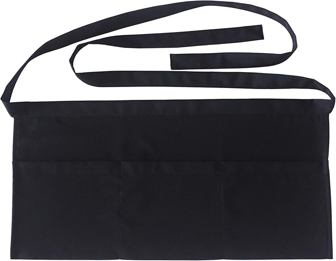Resist water 3 big Pockets Waist Server Apron Kitchen Restaurant Unisex Half Aprons by SEW+UR+LIFE