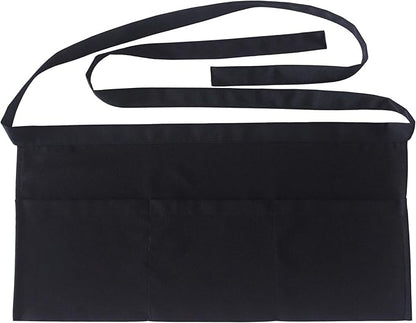 Resist water 3 big Pockets Waist Server Apron Kitchen Restaurant Unisex Half Aprons by SEW+UR+LIFE