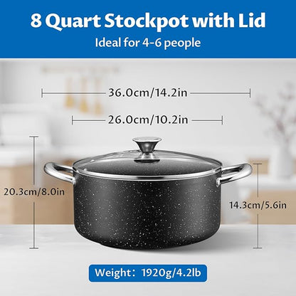 BEZIA Large 8 Quart Nonstick Stock Pot with Lid, Induction Cooking Pot Soup Pot, Non-toxic and Oven Safe, Perfect for Stews, Soups and All Stovetops, PFOA PFAS Free - Image 6