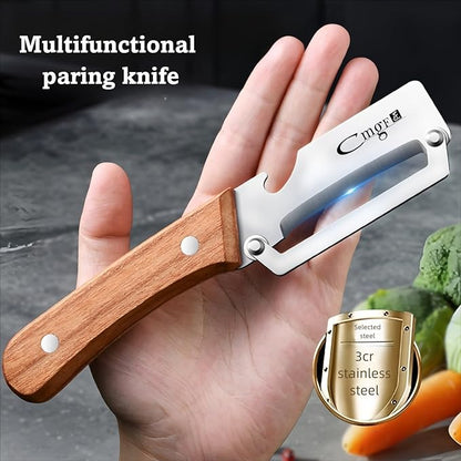 Premium Vegetable Peeler with Wooden Handle and Bottle Opener Stainless Steel Blade Kitchen Tool for Fruit Apple Potato Pumpkin Papaya Zucchini - Image 7