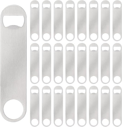 25 Pack Flat Beer Bottle Opener 7 inch Stainless Steel Flat Bottle Opener Beer Bottle Openers for Bartender Kitchen Bar Restaurant (Silver) by Yugada