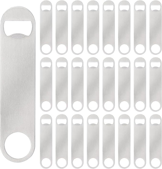 25 Pack Flat Beer Bottle Opener 7 inch Stainless Steel Flat Bottle Opener Beer Bottle Openers for Bartender Kitchen Bar Restaurant (Silver) by Yugada