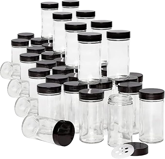 Kamenstein 5244227 Empty Jars With Black Cap, 3-Ounce (Pack of 48) by Kamenstein