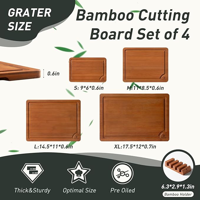 Bamboo Cutting Board Set Non Slip Feet with Holder Over Sink Father Day Dad Parents Papa Stepdad Pappy Poppy Pawpaw Who Want Nothing Everything Future Groom Bride Christmas Happy Birthday Gifts Ideal - Image 2