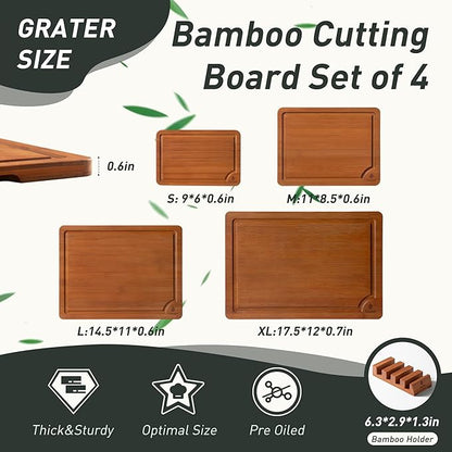 Bamboo Cutting Board Set Non Slip Feet with Holder Over Sink Father Day Dad Parents Papa Stepdad Pappy Poppy Pawpaw Who Want Nothing Everything Future Groom Bride Christmas Happy Birthday Gifts Ideal - Image 2
