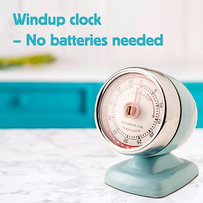 Kikkerland Vintage Streamline Timer – Retro Decor for Home & Kitchen – Windup Timekeeper in Blue - Image 3